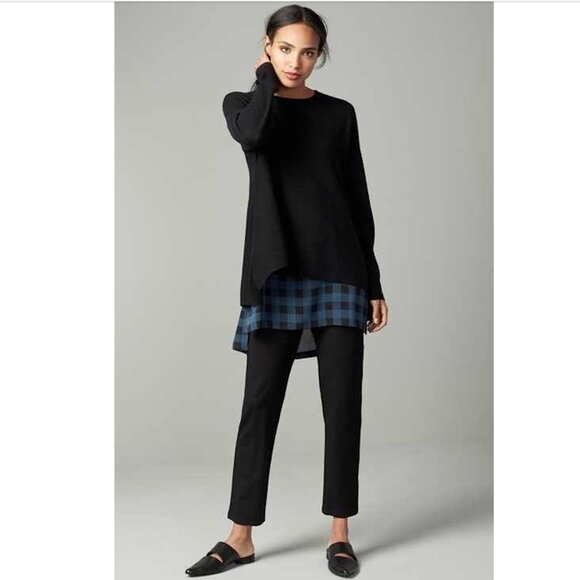 New w/Tags - Eileen Fisher Sleeveless Tunic in Buffalo Printed Silk, Fir, Med - Picture 3 of 14